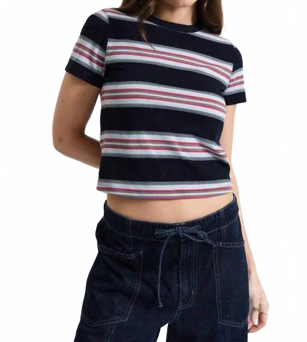 NEW DAZE zuma short sleeve crew neck tee in shadows stripe